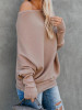 Oblique Collar Knitting Long Sleeve Plain Sweaters