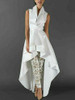 Women's Lapel Collar Sleeveless Irregular Long Tops