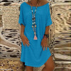 Round Neck Half Sleeve Plain Mini Casual Dress