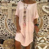 Round Neck Half Sleeve Plain Mini Casual Dress