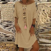 Round Neck Half Sleeve Plain Mini Casual Dress