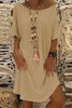 Round Neck Half Sleeve Plain Mini Casual Dress
