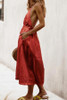 V Neck  Plain  Sleeveless Maxi Dresses