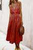 V Neck  Plain  Sleeveless Maxi Dresses