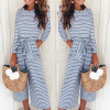 Long-Sleeved Striped Print Jumpsuits