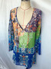 Sexy V Collar Printing Chiffon Beach Vacation Dress