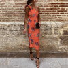 Sexy One Shoulder Sleeveless Floral Print Bodycon Dress