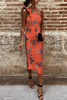 Sexy One Shoulder Sleeveless Floral Print Bodycon Dress