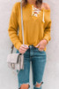 V Neck  Lace Up  Plain T-Shirts