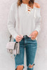 V Neck  Lace Up  Plain T-Shirts