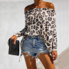 Casual Leopard Print Boat Neck Long Sleeve Loose Blouse Casual Leopard Print Boat Neck Long Sleeve Loose Blouse