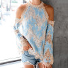 Halter  Patchwork  Lace  Bell Sleeve  Blouses Halter  Patchwork  Lace  Bell Sleeve  Blouses