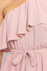Solid Color One-Shoulder   Stitching Ruffled Dress