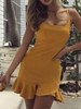 Spaghetti Strap  Asymmetric Hem Backless  Tiered  Plain Casual Dresses