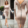 Sexy Back Full Zipper Robe Bodycon Sheath Dress Party Dresses