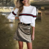 Round Neck  Contrast Trim  Plain Long Sleeve T-Shirts