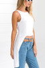 Round Neck Asymmetric Hem Backless Plain Blouse