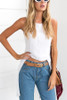 Round Neck Asymmetric Hem Backless Plain Blouse