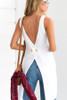 Round Neck Asymmetric Hem Backless Plain Blouse