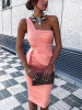 Sexy Pink One Shoulder Sleeveless Bodycon Dress