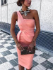 Sexy Pink One Shoulder Sleeveless Bodycon Dress