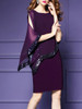 Round Neck  Glitter  Raglan Sleeve Bodycon Dress