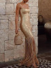 Sexy Tassel Splicing Sling Sleeveless Evening Dress