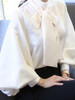 Casual Chiffon Bishop Sleeve Pure Colour Shirt
