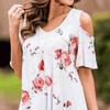 Round Neck  Patchwork Print Blouses