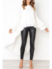 Round Neck  Asymmetric Hem  Plain  Lantern Sleeve  Blouses