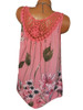 Round Neck  Backless Patchwork  Floral Printed Lace Blouses