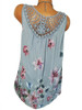 Round Neck  Backless Patchwork  Floral Printed Lace Blouses