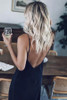 Elegant V-Neck Sling Solid Color Dress