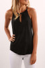 Halter  Asymmetric Hem  Plain T-Shirts