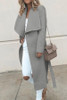 Fold Over Collar  Belt  Plain Outerwear