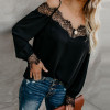 Spaghetti Straps Lace Patchwork Long Sleeve Blouses