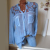 Cotton/Linen Lace Plain  Long Sleeve Blouse