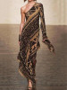 One-Shoulder Fashion Elegant Floral Printed Maxi Dress