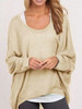 Round Neck  Asymmetric Hem  Plain  Batwing Sleeve Sweaters