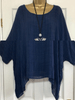 Round Neck  Asymmetric Hem  Plain Blouses