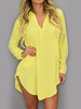 Turn Down Collar Patch Pocket  Plain Casual Dress