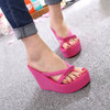 2020 Women Slippers Fashion Summer High Heel Slippers Beach  Flops Slipper  Platform Beach Shoes Sandals Non-slip Feet
