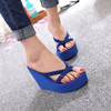 2020 Women Slippers Fashion Summer High Heel Slippers Beach  Flops Slipper  Platform Beach Shoes Sandals Non-slip Feet