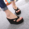 2020 Women Slippers Fashion Summer High Heel Slippers Beach  Flops Slipper  Platform Beach Shoes Sandals Non-slip Feet