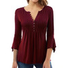 Women Blouse Shirts Elegant Ruffles Chiffon Summer Tops Tunic Plus Size Flare Sleeve Solid Casual Loose Shirt blusas feminina