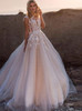 Scoop Illusion Lace Tulle Sweep Train Bridal Dress
