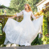 V-Neck Off Shoulder Mermaid Bride Dress