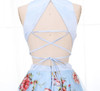 Blue Floral Print Evening Gown