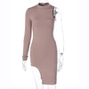 Simenual One Shoulder Long Sleeve Women Bodycon Party Dress. Side Slit Fashion. Sexy Skinny Clubwear Mini Dress