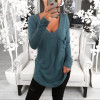 Casual Pure Colour Flap Pocket Deep V Neck Midi T-Shirt